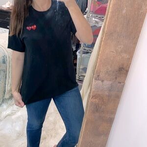 PLAY by Comme des garçons black T-shirt with hearts size large